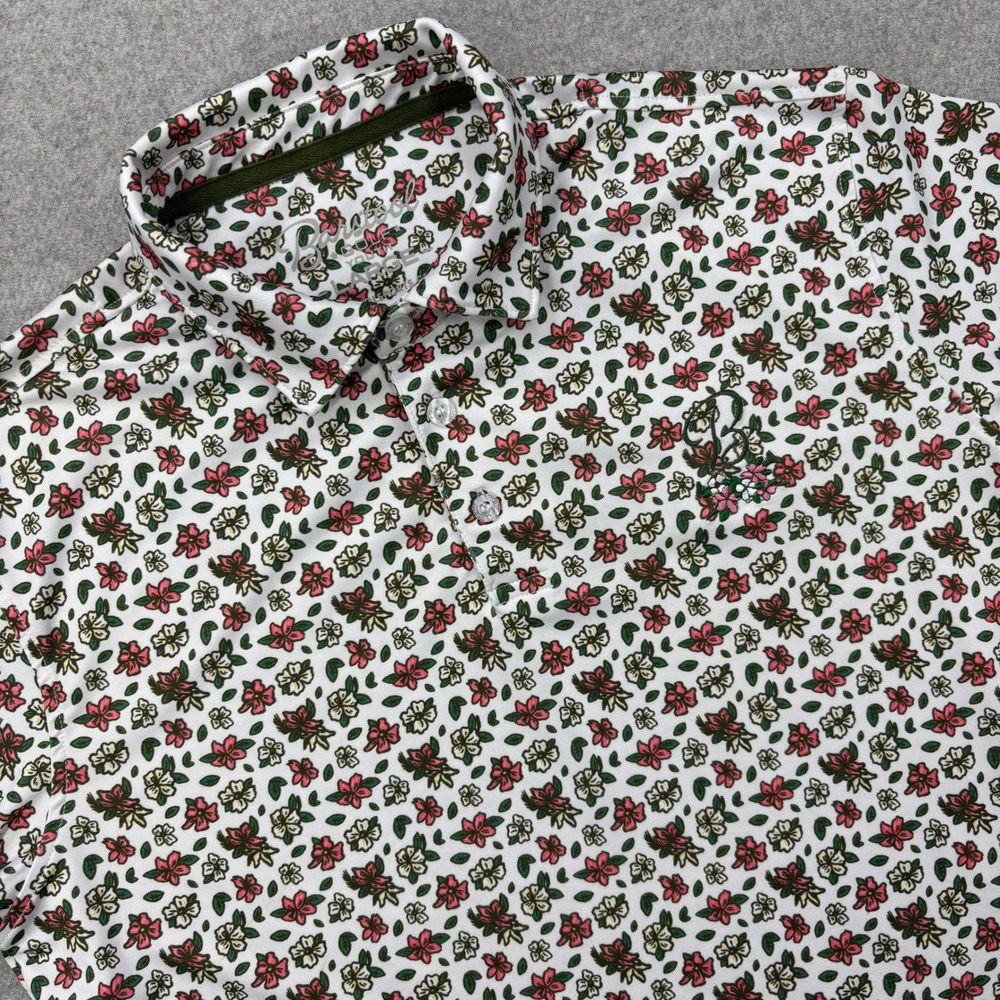 Barstool Sports Polo Shirt Youth Large Floral All Over Print‎ Performance Golf